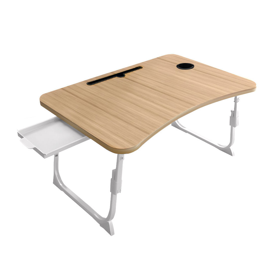 SOGA Oak Portable Bed Table Adjustable Folding Mini Desk Stand With Cup-Holder Home Decor $ 63.50
