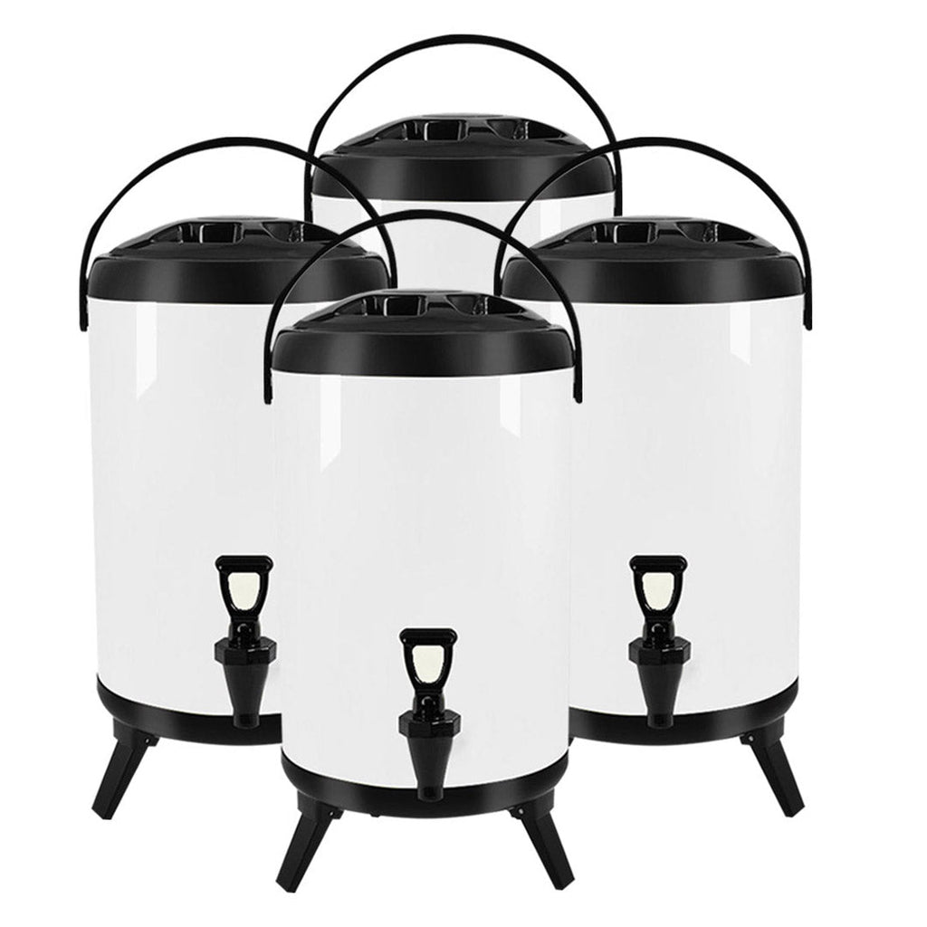 SOGA 4X 16L Stainless Steel Insulated Milk Tea Barrel Hot and Cold Beverage Dispenser Container with Faucet White $ 401.50
