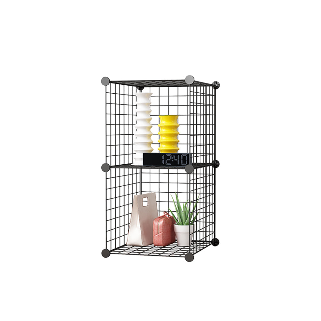 SOGA Black Portable 2 Tier Cube Storage Organiser Foldable DIY Modular Grid Space Saving Shelf $ 43.50