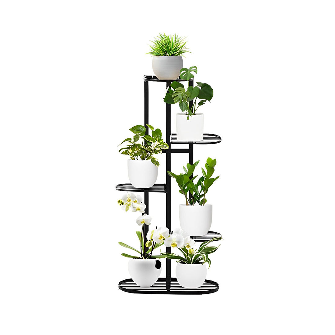 SOGA 5 Tier 6 Pots Black Metal Plant Rack Flowerpot Storage Display Stand Holder Home Garden Decor $ 66.90