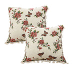 SOGA 2X 45cm Creamy White French Vintage Butterfly Loves Flowers Tassel Throw Pillow $ 107.90