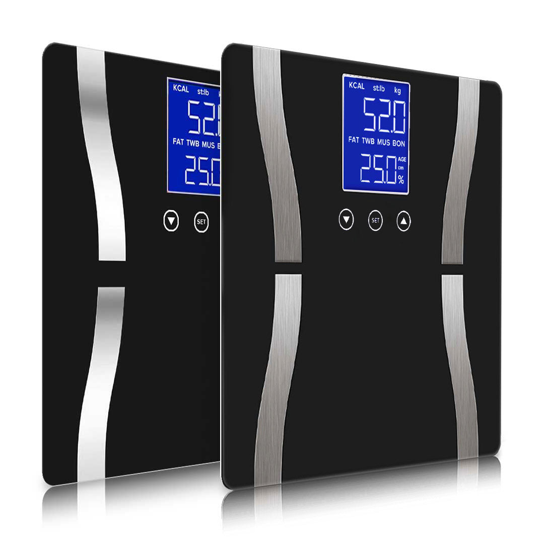 SOGA 2X Glass LCD Digital Body Fat Scale Bathroom Electronic Gym Water Weighing Scales Black $ 60.90