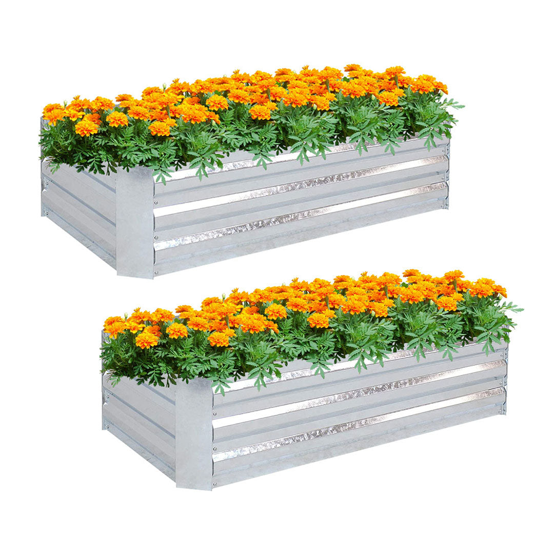 SOGA 2X 120cm Rectangle Galvanised Raised Garden Bed Vegetable Herb Flower Outdoor Planter Box $ 193.90