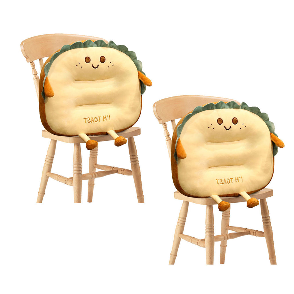 SOGA 2X Smiley Face Toast Bread Cushion Stuffed Car Seat Plush Cartoon Back Support Pillow Home Decor $ 79.90