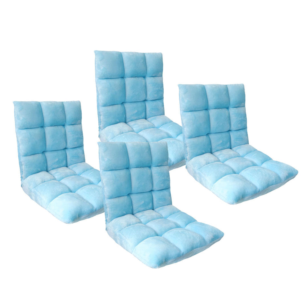 SOGA 4X Floor Recliner Collapsible Lounge Sofa Couch Folding Chair Cushion Light Blue $ 358.90