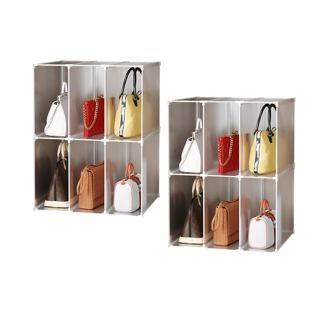 SOGA 2X 2 Tier Multifunctional PP Plastic Bag Box Portable Cubby DIY Storage Shelves Stackable Handbag Purse Organiser $ 116.90