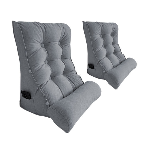 SOGA 2X 45cm Silver Triangular Wedge Lumbar Pillow Headboard Backrest Sofa Bed Cushion Home Decor $ 161.90