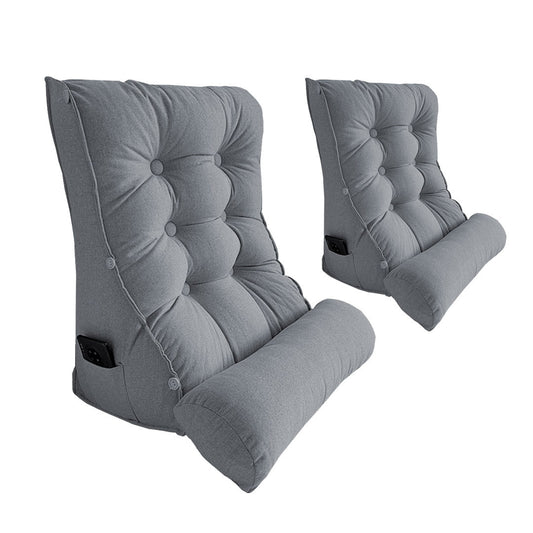 SOGA 2X 45cm Silver Triangular Wedge Lumbar Pillow Headboard Backrest Sofa Bed Cushion Home Decor $ 161.90