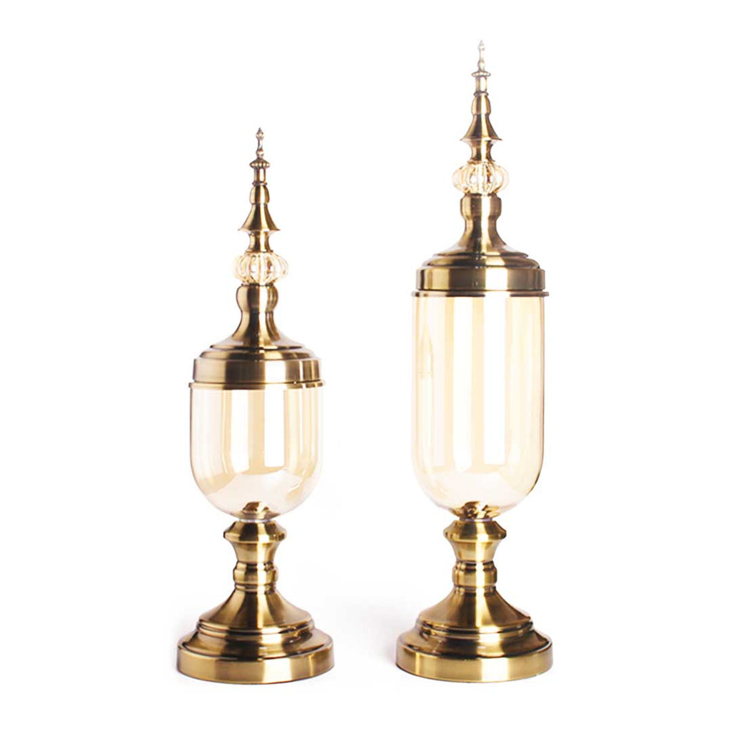 SOGA 2 x Clear Glass Flower Vase with Lid and Transparent Filler Vase Gold Set $ 122.50