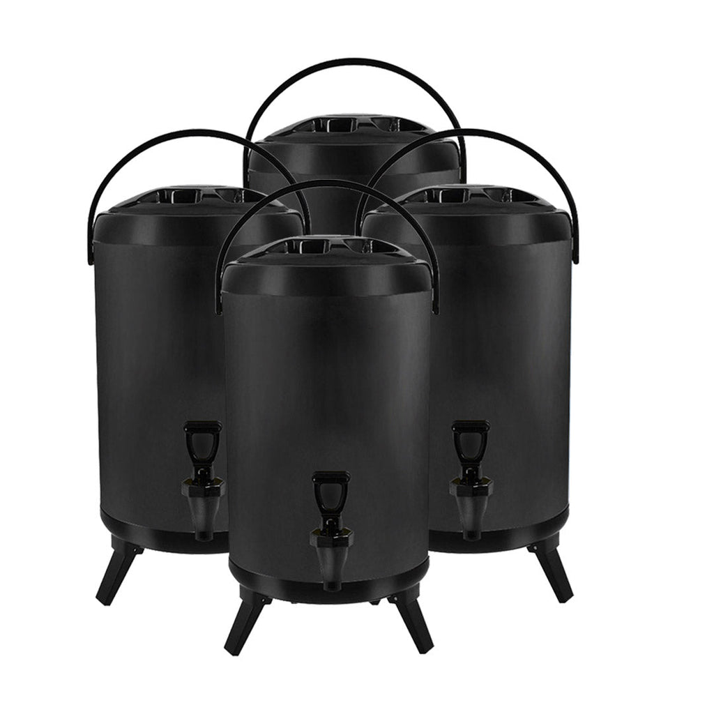 SOGA 4X 10L Stainless Steel Insulated Milk Tea Barrel Hot and Cold Beverage Dispenser Container with Faucet Black $ 337.90