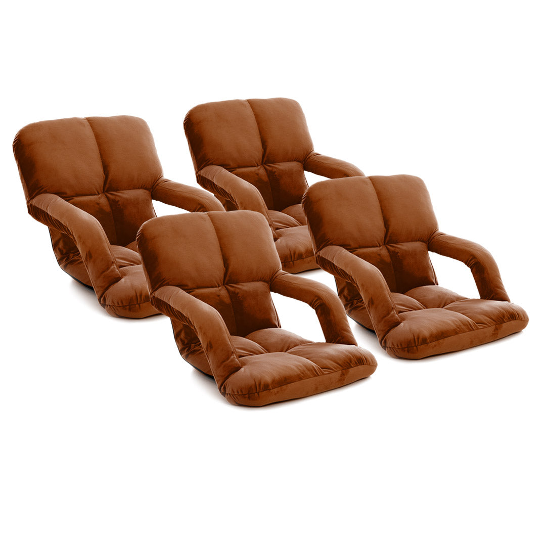 SOGA 4X Foldable Lounge Cushion Adjustable Floor Lazy Recliner Chair with Armrest Coffee $ 344.50