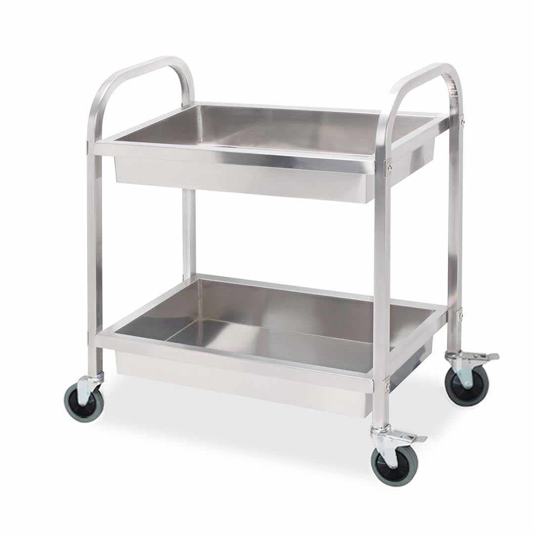 SOGA 2 Tier Stainless Steel Kitchen Trolley Bowl Collect Service FoodCart 95x50x95cm Large $ 255.50