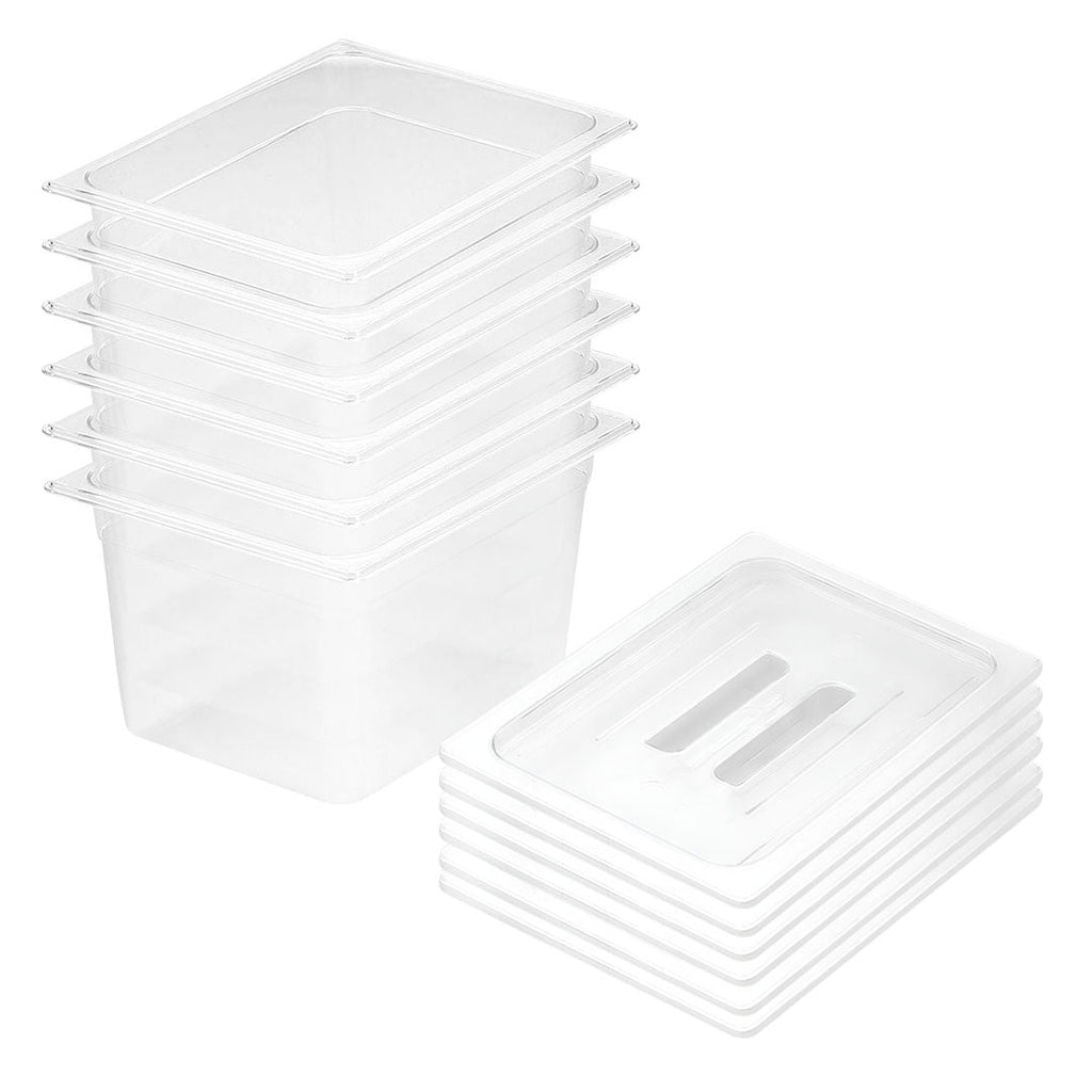 SOGA 200mm Clear Gastronorm GN Pan 1/2 Food Tray Storage Bundle of 6 with Lid $ 281.90