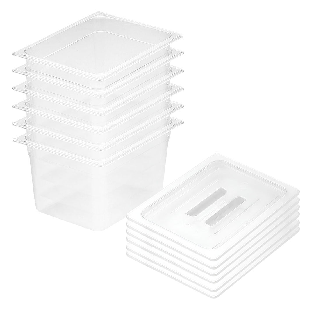 SOGA 200mm Clear Gastronorm GN Pan 1/2 Food Tray Storage Bundle of 6 with Lid $ 281.90