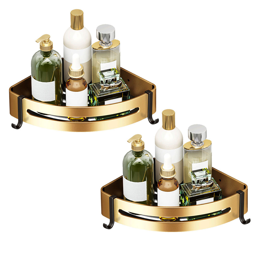 SOGA 2X Gold Wall-Mounted Triangular Bathroom Storage Corner Vanity Or ...