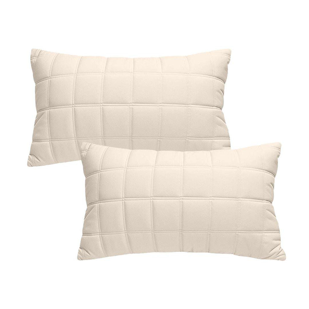 SOGA 2X 30cm Beige Quilted Grid Pattern Decorative Throw Pillow $ 119