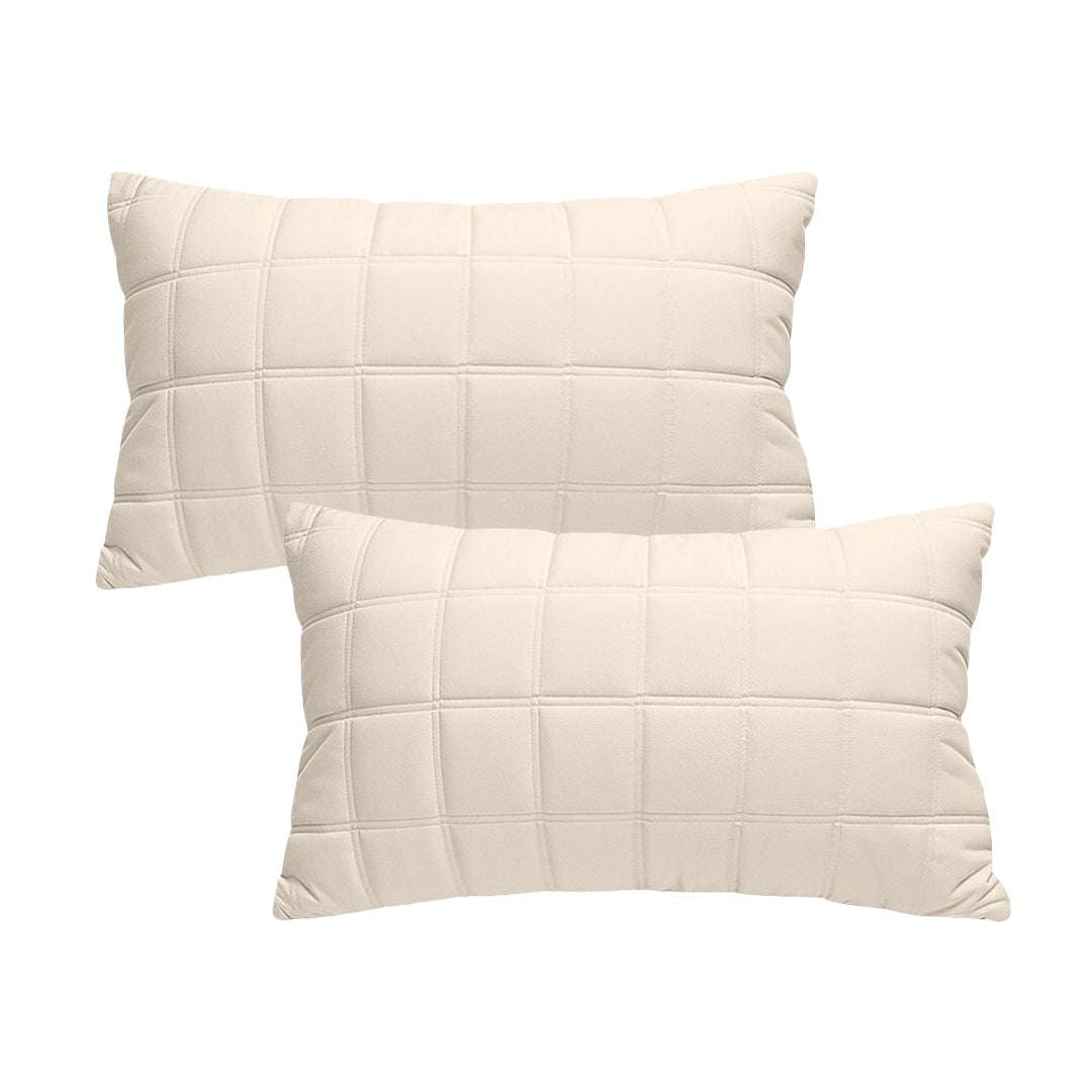 SOGA 2X 30cm Beige Quilted Grid Pattern Decorative Throw Pillow $ 119