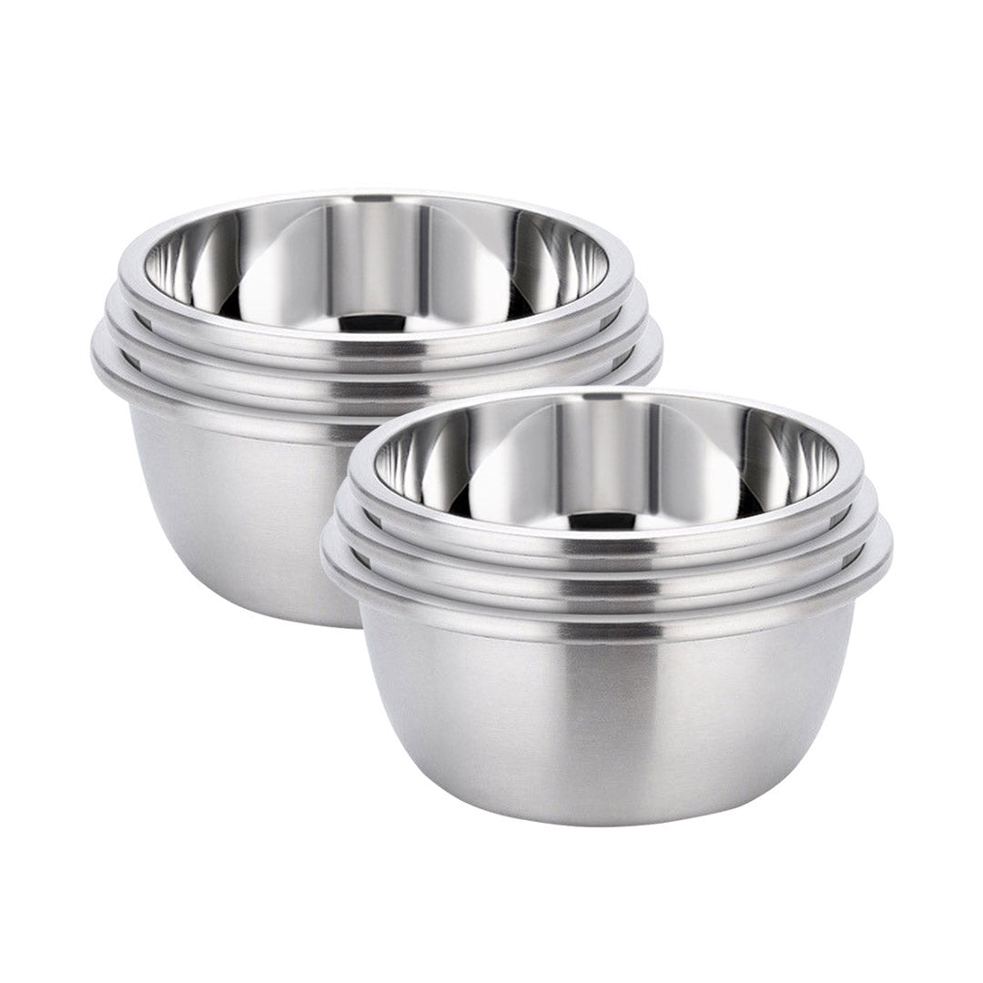 SOGA 2X 3Pcs Deepen Polished Stainless Steel Stackable Baking Washing Mixing Bowls Set Food Storage Basin