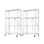 SOGA 4 Tier Steel White Foldable Kitchen Cart Multi-Functional Shelves Storage Organizer with Wheels