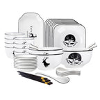 SOGA White Antler Printed Ceramic Dinnerware Set Crockery Soup Bowl Plate Server Kitchen Home Decor Set of 28 $ 188.90