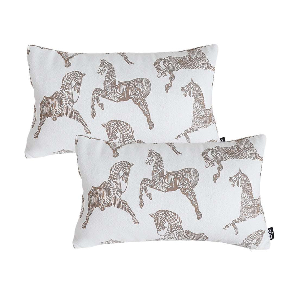 SOGA 2X 35cm White Decorative Horse Pattern Cushion Throw Pillow $ 142
