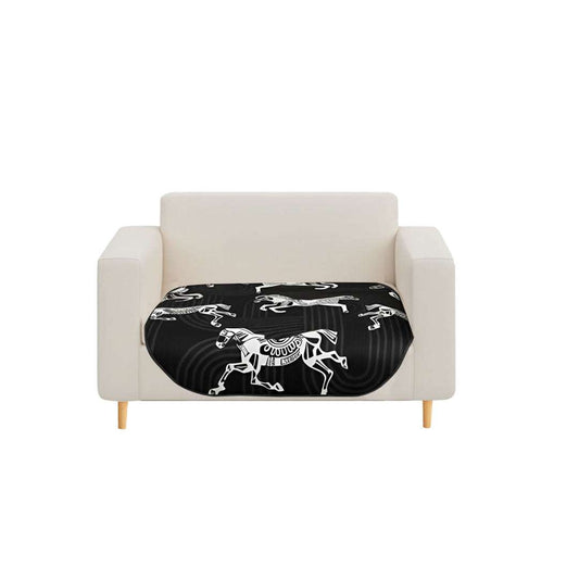 SOGA One-Seater Black Horse Print 90x90cm Throw Blanket Sofa Cover $ 91