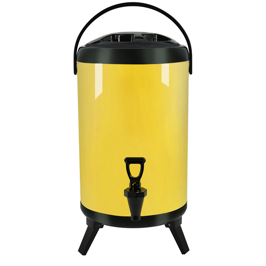 SOGA 12L Stainless Steel Insulated Milk Tea Barrel Hot and Cold Beverage Dispenser Container with Faucet Yellow $ 94.50