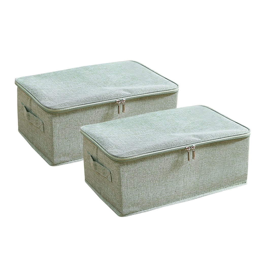 SOGA 2X Green Small Portable Double Zipper Storage Box Moisture Proof Clothes Basket Foldable Home Organiser $ 53.90