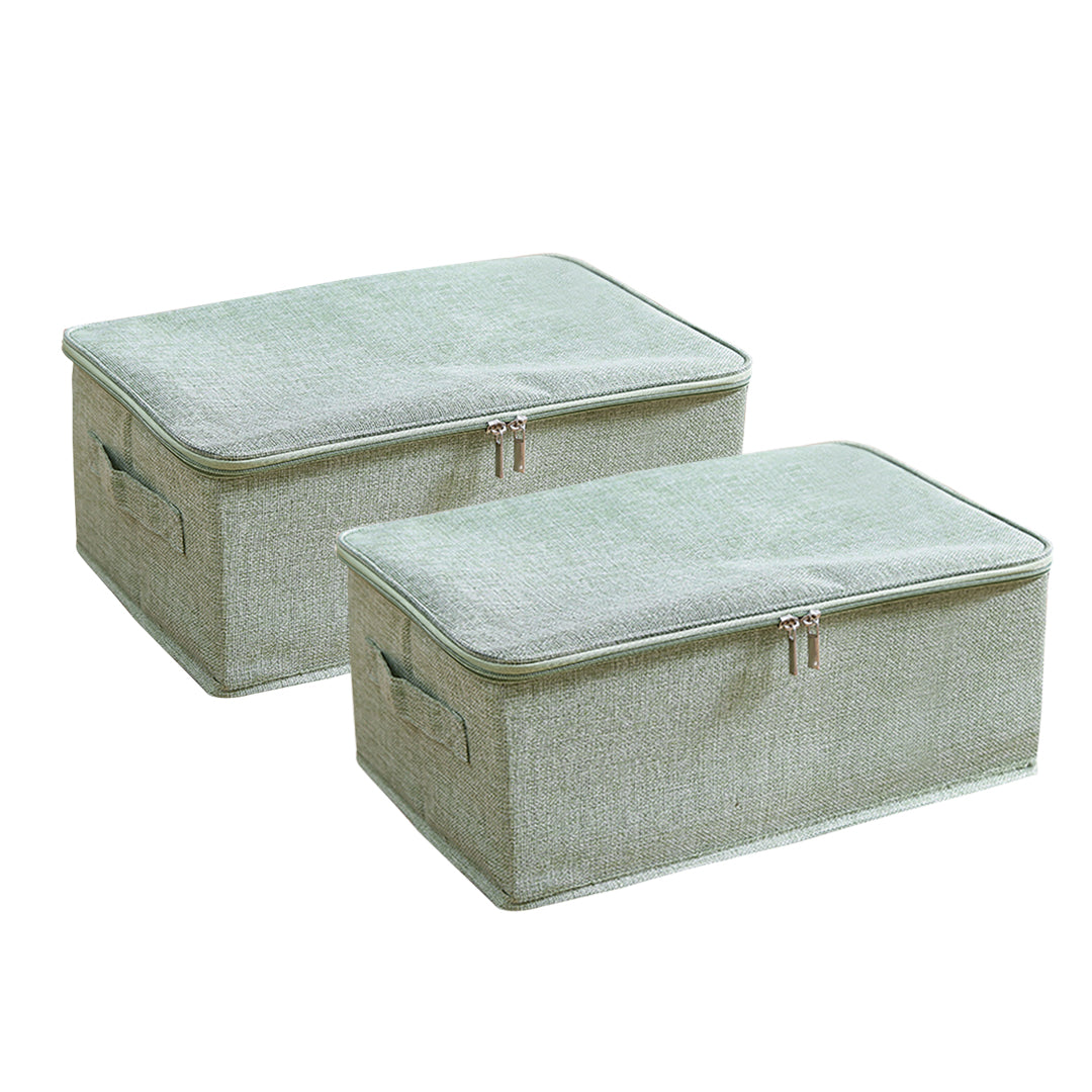 SOGA 2X Green Small Portable Double Zipper Storage Box Moisture Proof Clothes Basket Foldable Home Organiser $ 53.90