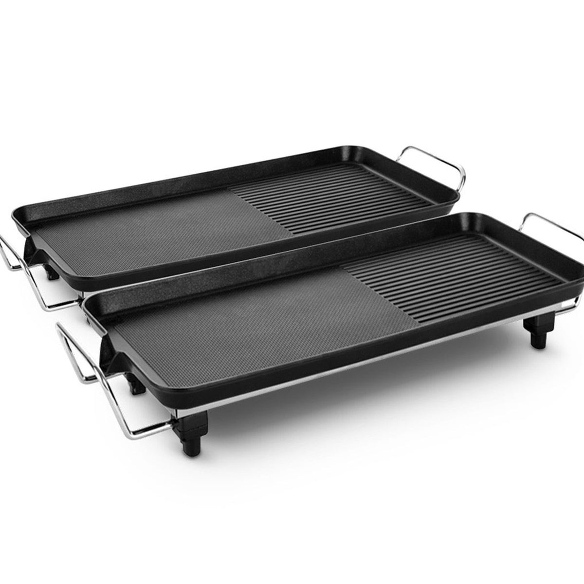 SOGA 2X 68cm Electric BBQ Grill Teppanyaki Plate Non-Stick Surface Hot Plate Kitchen 6-8 Person