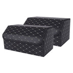 SOGA 2X Leather Car Boot Collapsible Foldable Trunk Cargo Organizer Portable Storage Box Black/Gold Stitch Large $ 92.90