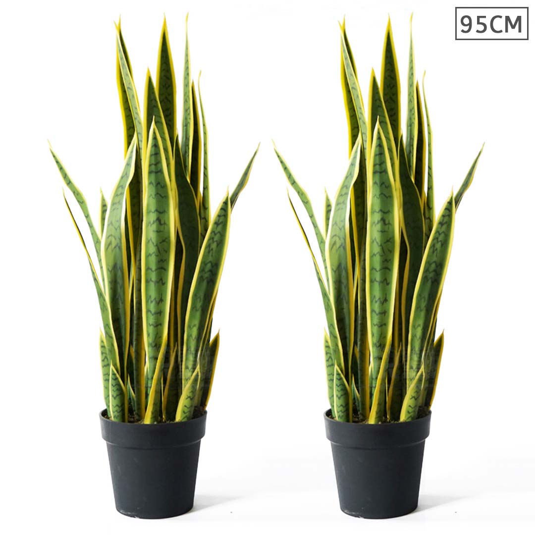 SOGA 2X 95cm Artificial Indoor Yellow Edge Tiger Piran Fake Decoration Tree Flower Pot Plant $ 258.90