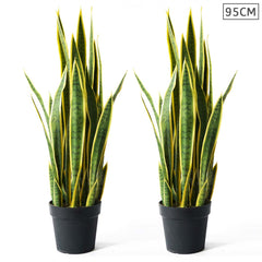 SOGA 2X 95cm Artificial Indoor Yellow Edge Tiger Piran Fake Decoration Tree Flower Pot Plant $ 258.90