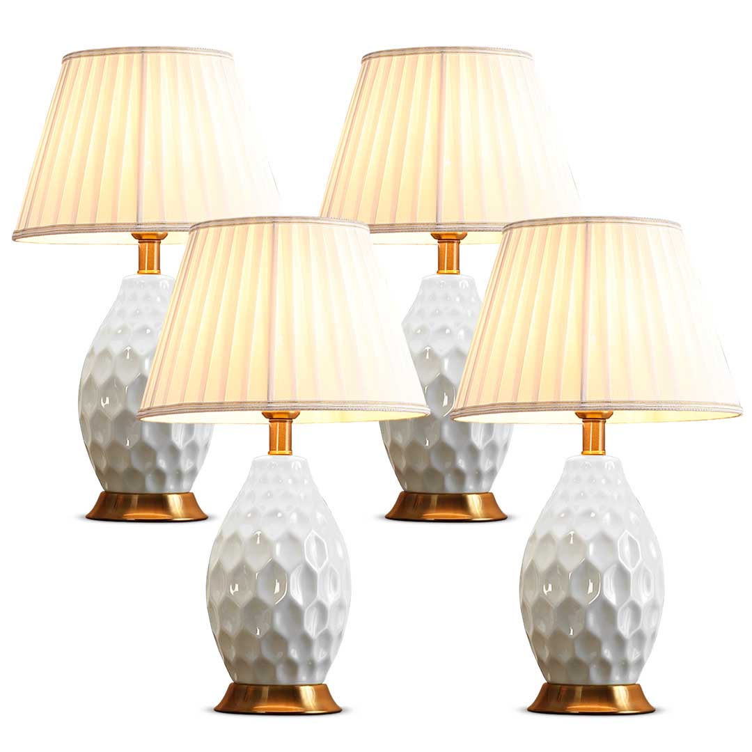 SOGA 4X Textured Ceramic Oval Table Lamp with Gold Metal Base White $ 810.90