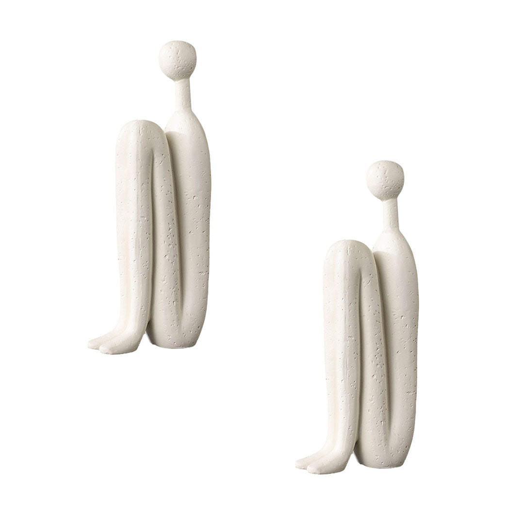 SOGA 2X 10x28cm Ornament Modern Stickman Art Sculpture Minimalist Resin Statue Round Head for Home Decor and Bookend $ 65.50