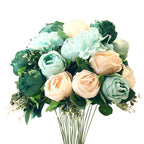 SOGA 3pcs Artificial Silk with 15 Heads Flower Fake Rose Bouquet Table Decor Blue $ 55.50