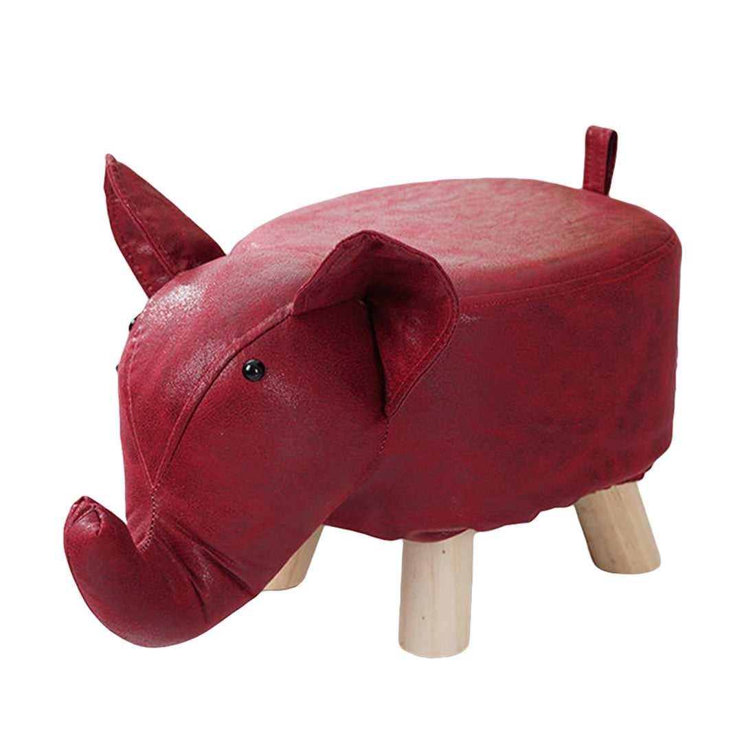 SOGA Red Children Bench Elephant Character Round Ottoman Stool Soft Small Comfy Seat Home Decor $ 33.50