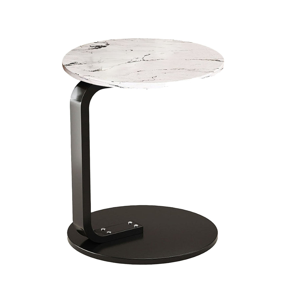 SOGA 50cm White Marble Mini Side Table Movable Lightweight w/ Black Frame $ 53.50