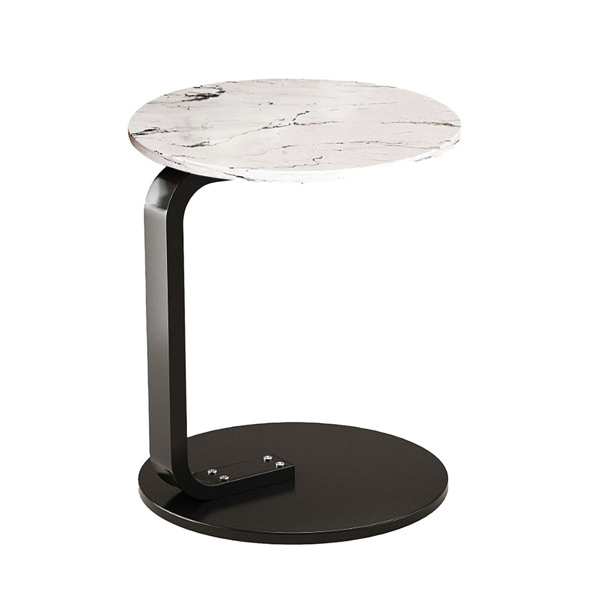 SOGA 50cm White Marble Mini Side Table Movable Lightweight w/ Black Frame $ 53.50