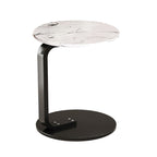 SOGA 50cm White Marble Mini Side Table Movable Lightweight w/ Black Frame $ 53.50