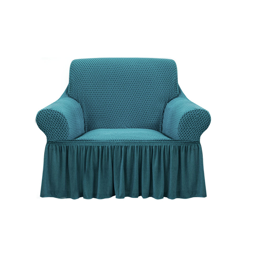 SOGA 1-Seater Blue Sofa Cover with Ruffled Skirt Couch Protector High Stretch Lounge Slipcover Home Decor $ 72.50