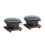 SOGA 2X Cast Iron Round Stove Charcoal Table Net Grill Japanese Style BBQ Picnic Camping with Wooden Board $ 172.90