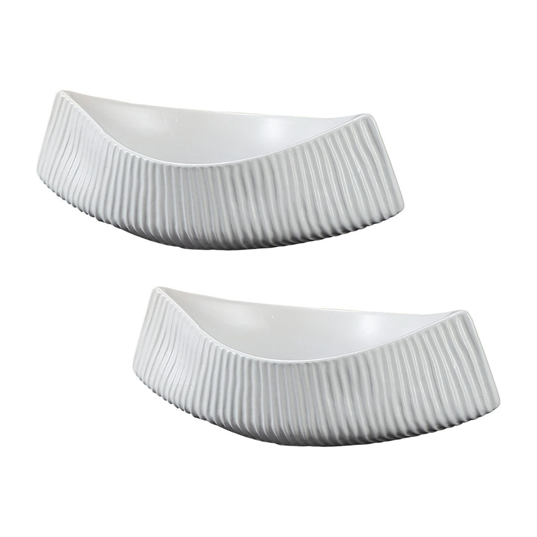 SOGA 2X 37x12.5cm Ornament Boat Shaped Plate Ceramic Food Decoration Serving Tray For Kitchenware $ 140.50
