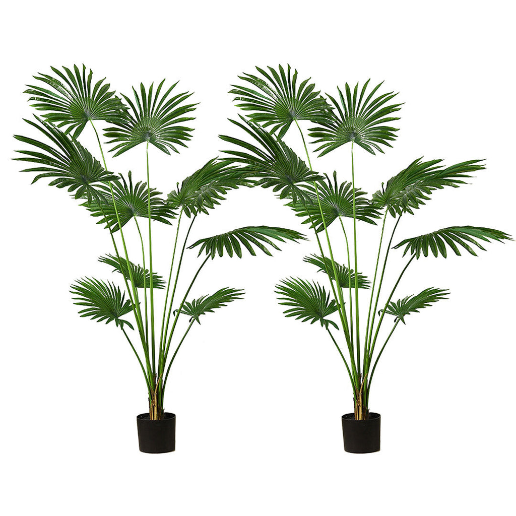 SOGA 2X 180cm Artificial Natural Green Fan Palm Tree Fake Tropical Indoor Plant Home Office Decor $ 409.50