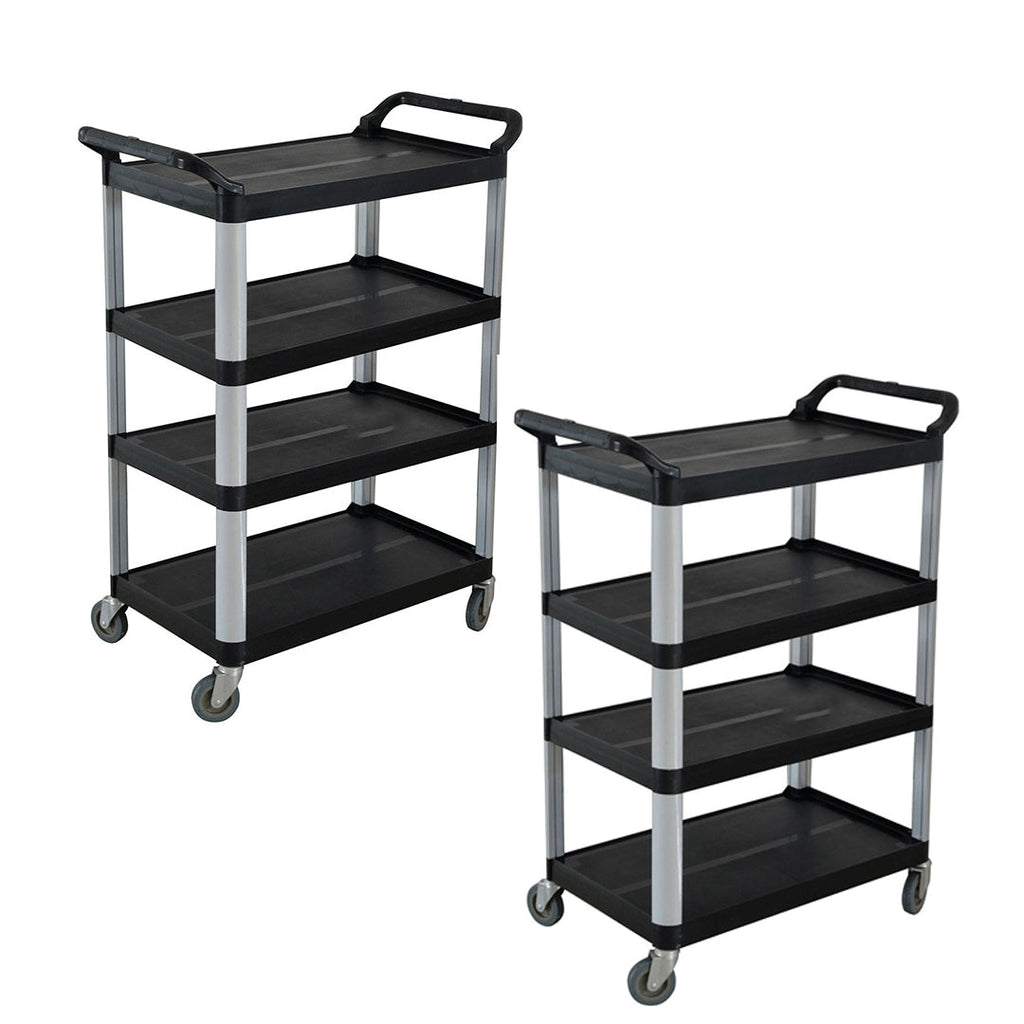 SOGA 2X 4 Tier Food Trolley Portable Kitchen Cart Multifunctional Big Utility Service with wheels 950x500x1270mm Black $ 560.90