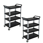 SOGA 2X 4 Tier Food Trolley Portable Kitchen Cart Multifunctional Big Utility Service with wheels 950x500x1270mm Black $ 560.90