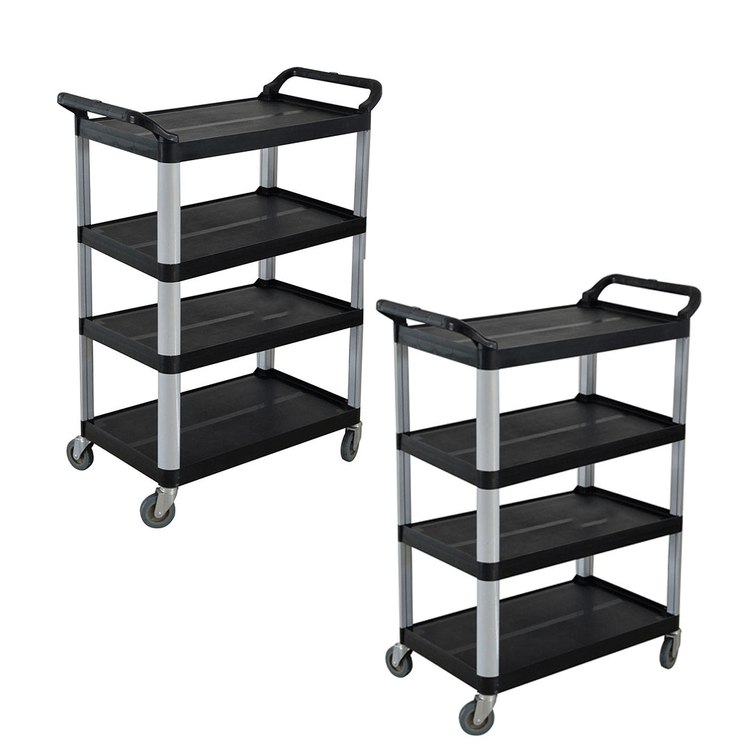 SOGA 2X 4 Tier Food Trolley Portable Kitchen Cart Multifunctional Big Utility Service with wheels 950x500x1270mm Black $ 560.90
