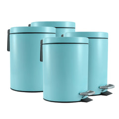 SOGA 4X Foot Pedal Stainless Steel Rubbish Recycling Garbage Waste Trash Bin Round 12L Blue