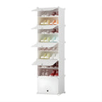SOGA 8 Tier White Shoe Rack Organizer Sneaker Footwear Storage Stackable Stand Cabinet Portable Wardrobe with Cover $ 68.90