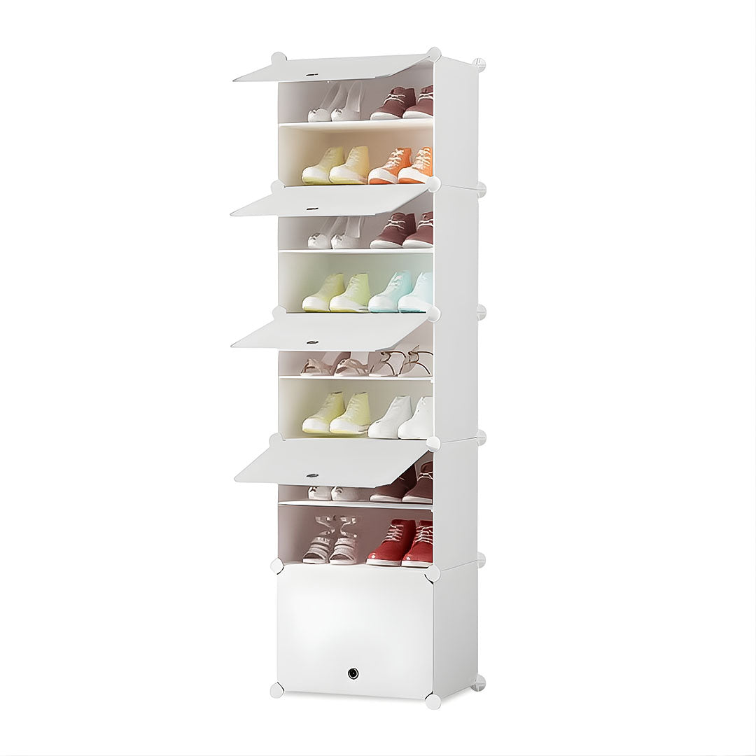 SOGA 8 Tier White Shoe Rack Organizer Sneaker Footwear Storage Stackable Stand Cabinet Portable Wardrobe with Cover $ 68.90